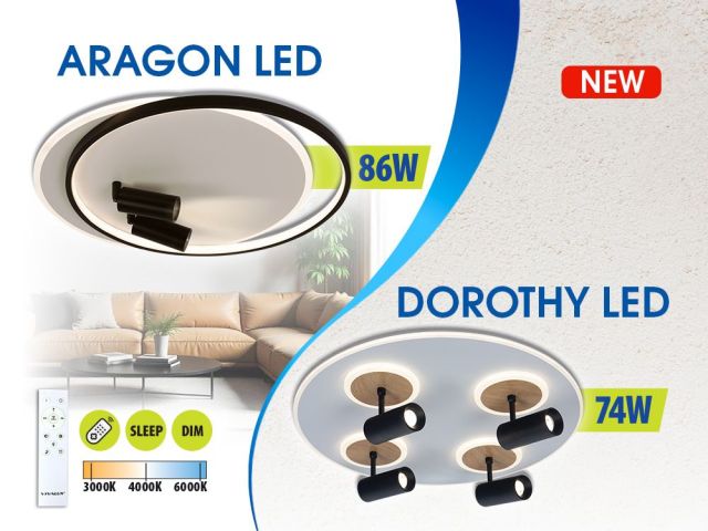 Light accents with the ARAGON LED and DOROTHY LED ceiling lights